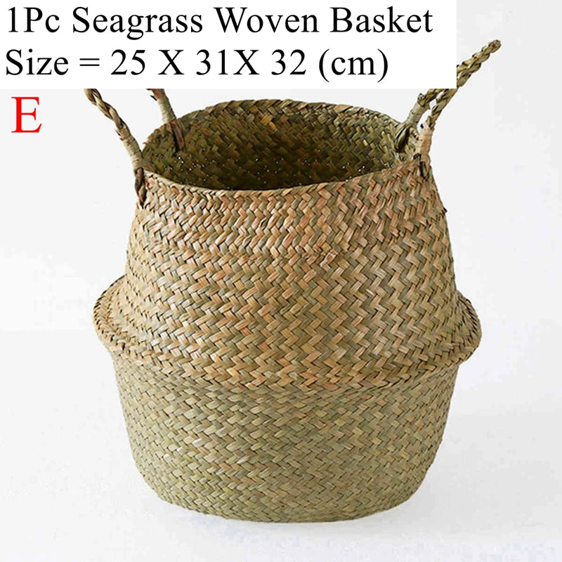 Boho Seagrass Basket Planter – Wicker Storage Basket
