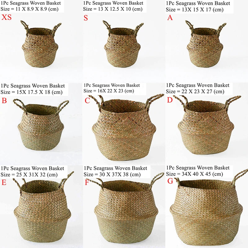 Boho Seagrass Basket Planter – Wicker Storage Basket