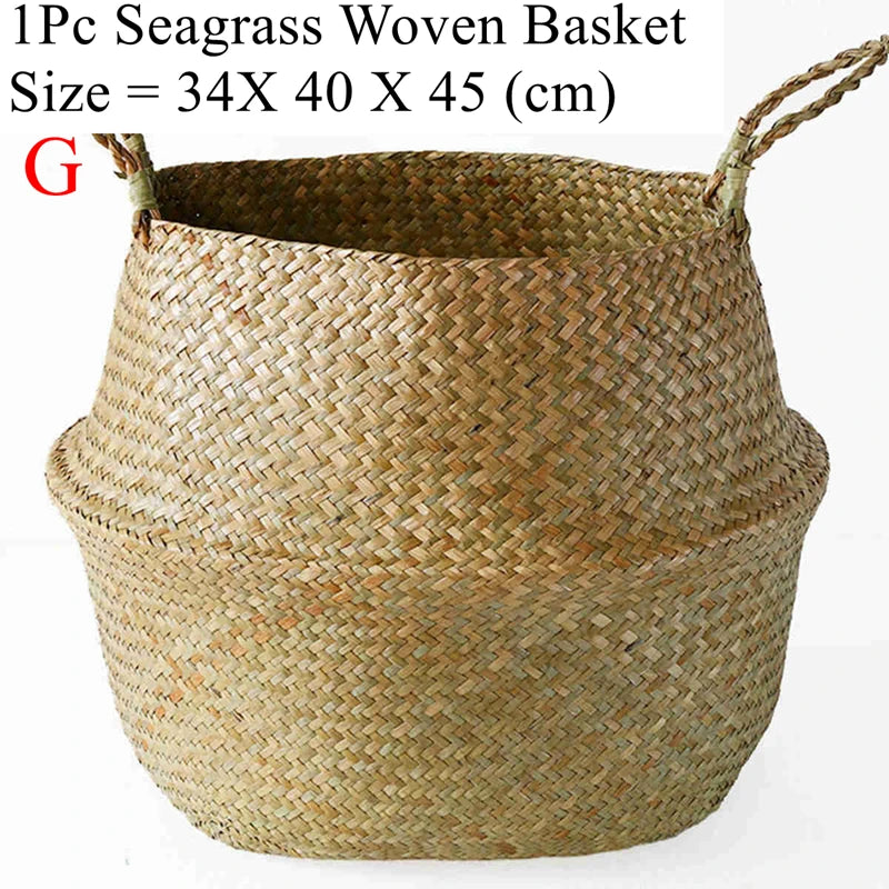 Boho Seagrass Basket Planter – Wicker Storage Basket