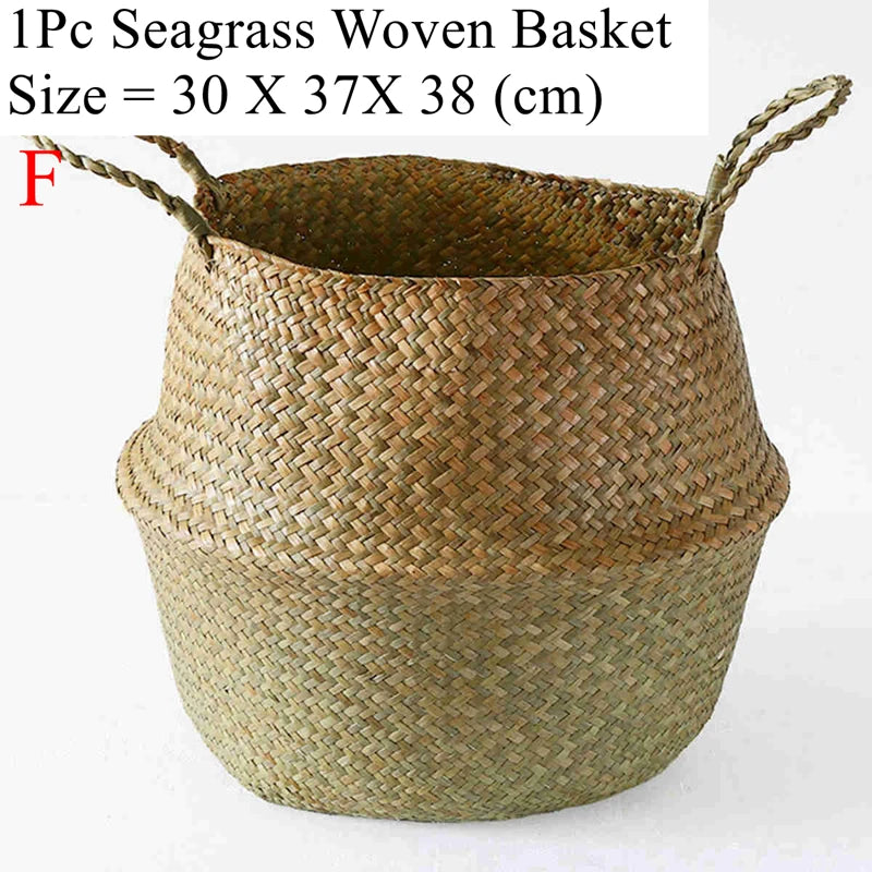 Boho Seagrass Basket Planter – Wicker Storage Basket