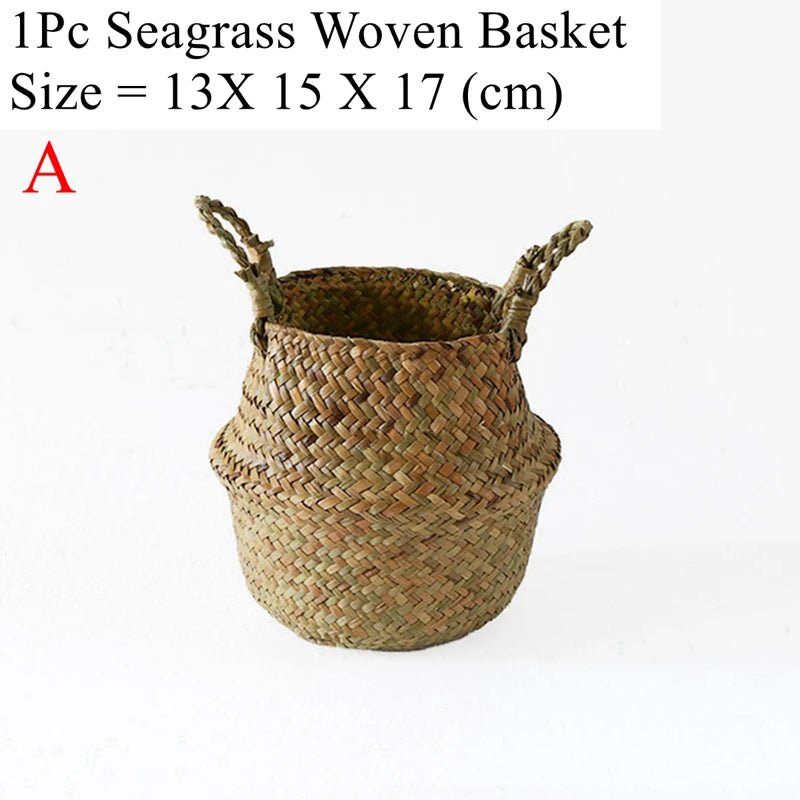 Boho Seagrass Basket Planter – Wicker Storage Basket