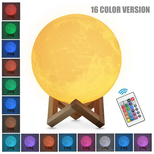 3D Moon Lamp -16 Color LED Touch Night Light