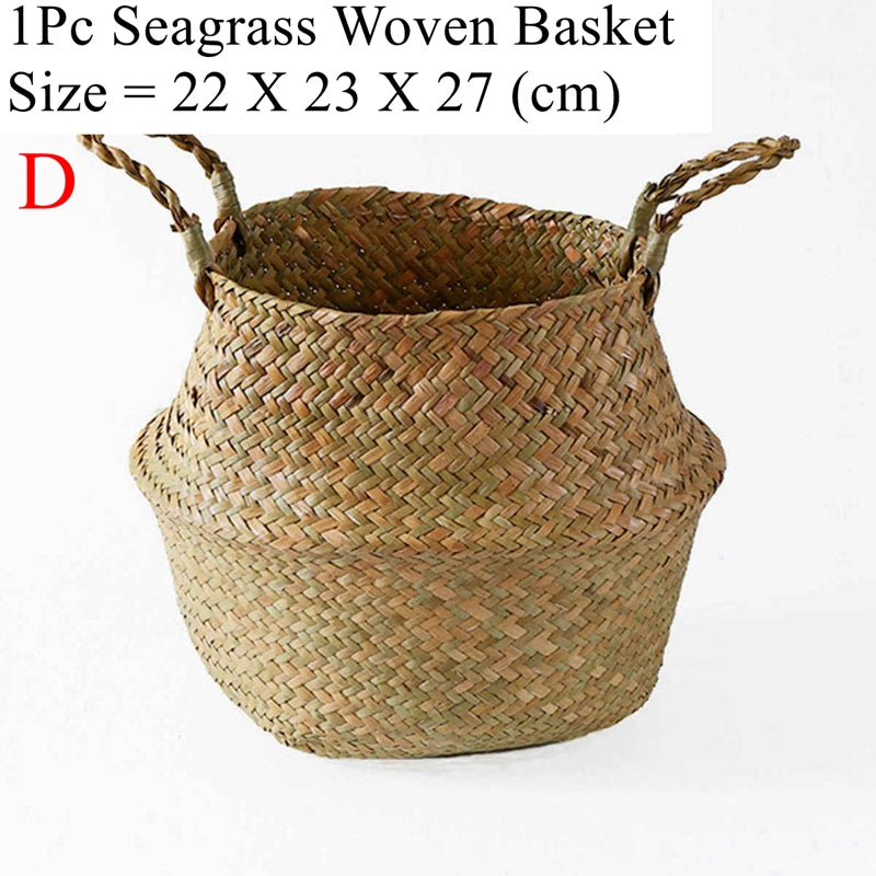 Boho Seagrass Basket Planter – Wicker Storage Basket