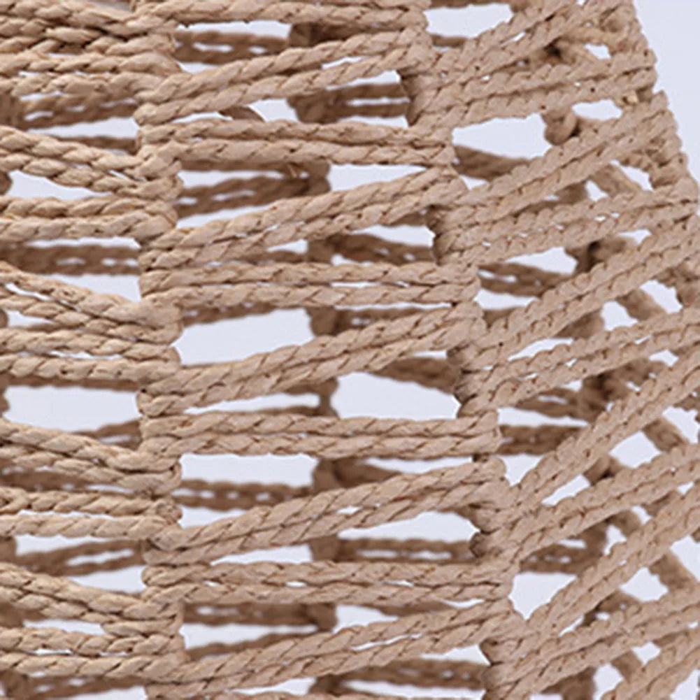 Boho Rattan Pendant Lamp Shade – Handwoven Wicker Ceiling Light Cover for Living Room Bedroom