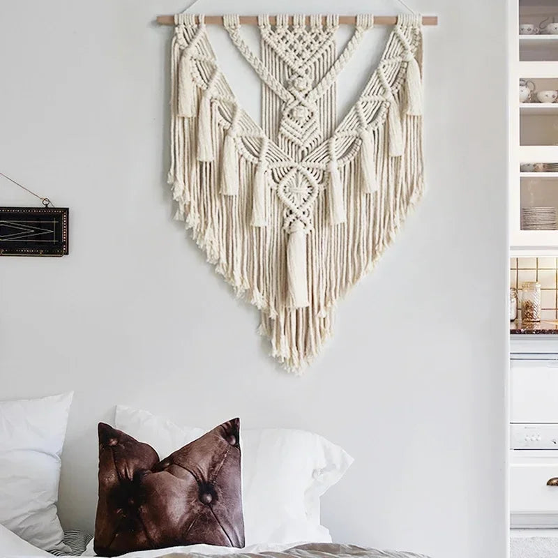 Macrame Woven Wall Hanging | Boho Geometric Art Decor