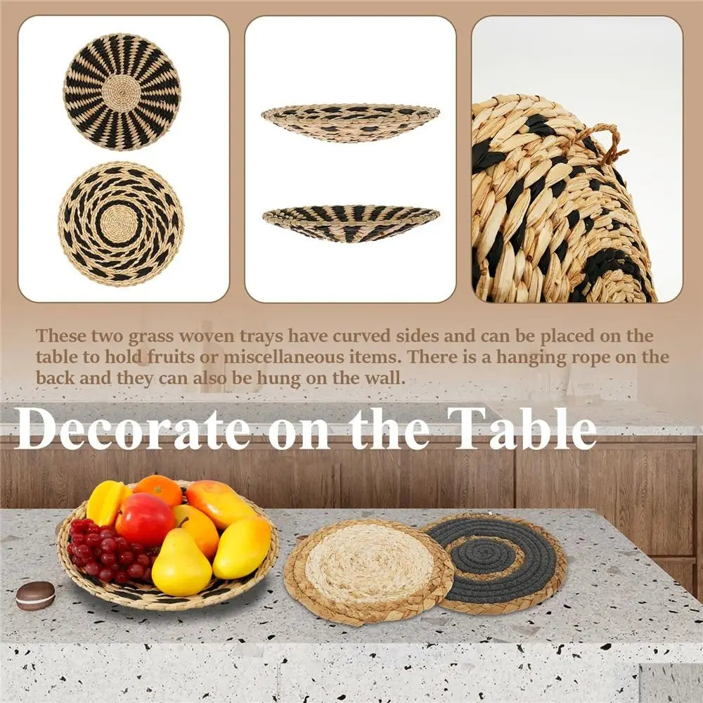 7-Piece Boho Wall Basket set Handwoven Seagrass Rattan Decor
