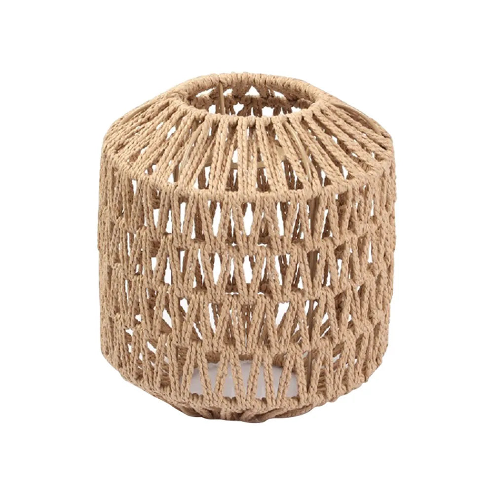 Boho Rattan Pendant Lamp Shade – Handwoven Wicker Ceiling Light Cover for Living Room Bedroom