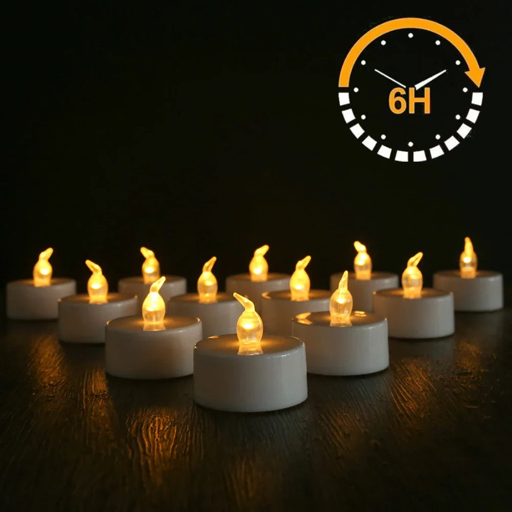 Flameless LED Tea Light Candles Set of 12 with Timer