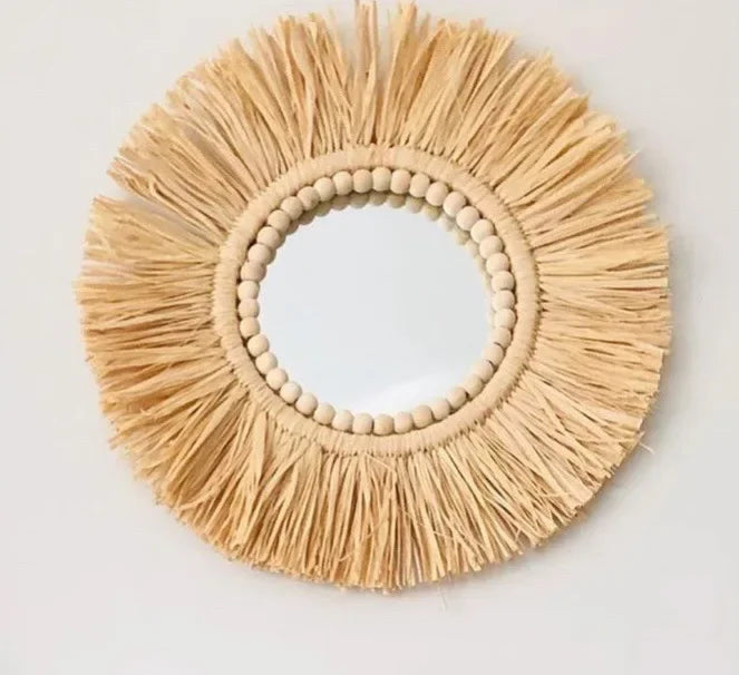 Boho Macrame Wall Mirror-Handwoven Bohemian Home Decor