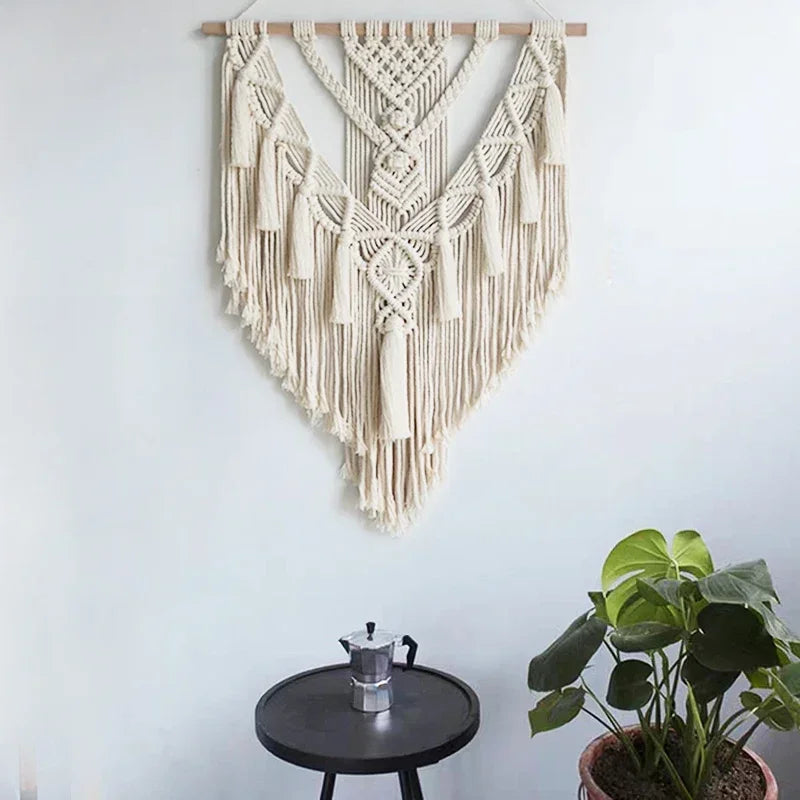 Macrame Woven Wall Hanging | Boho Geometric Art Decor