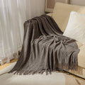 Nordic Knitted Throw Blanket with Tassels | Boho Home Decor