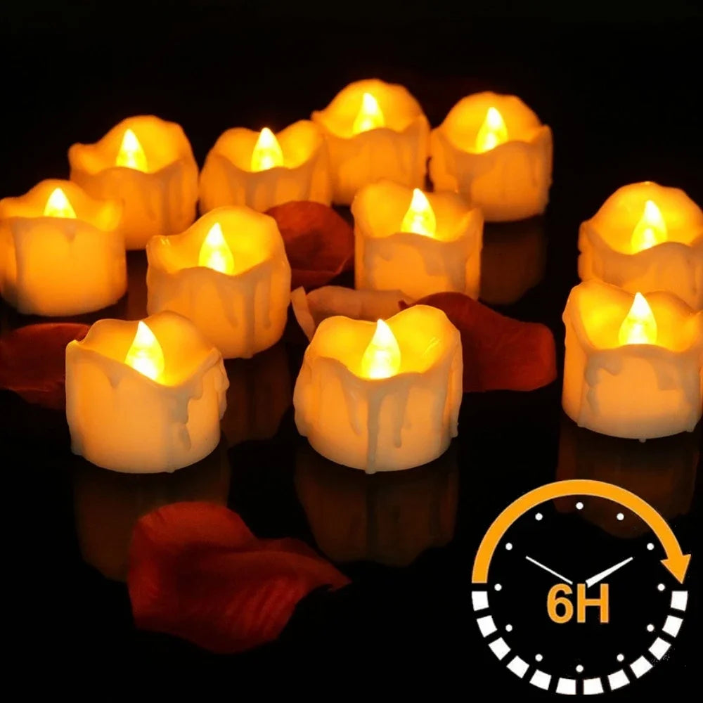 Flameless LED Tea Light Candles Set of 12 with Timer