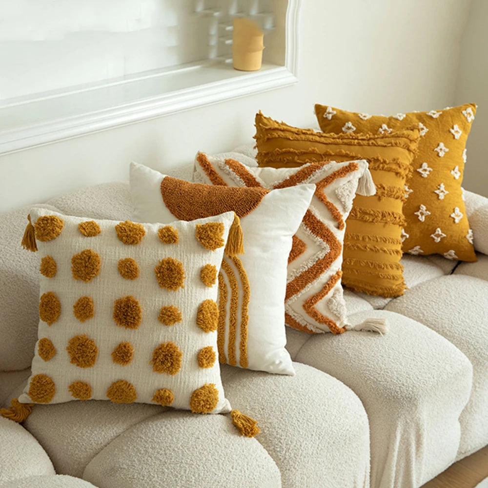 Boho Tassel Cushion Cover – Decorative Pillow Cover for Cozy Home Decor