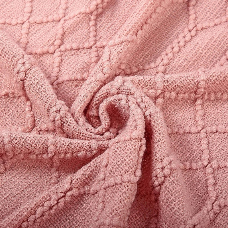Nordic Knitted Throw Blanket with Tassels | Boho Home Decor