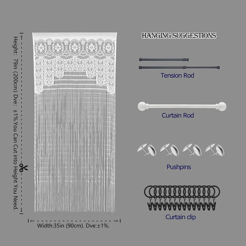 Boho Macrame Lace Door Curtain