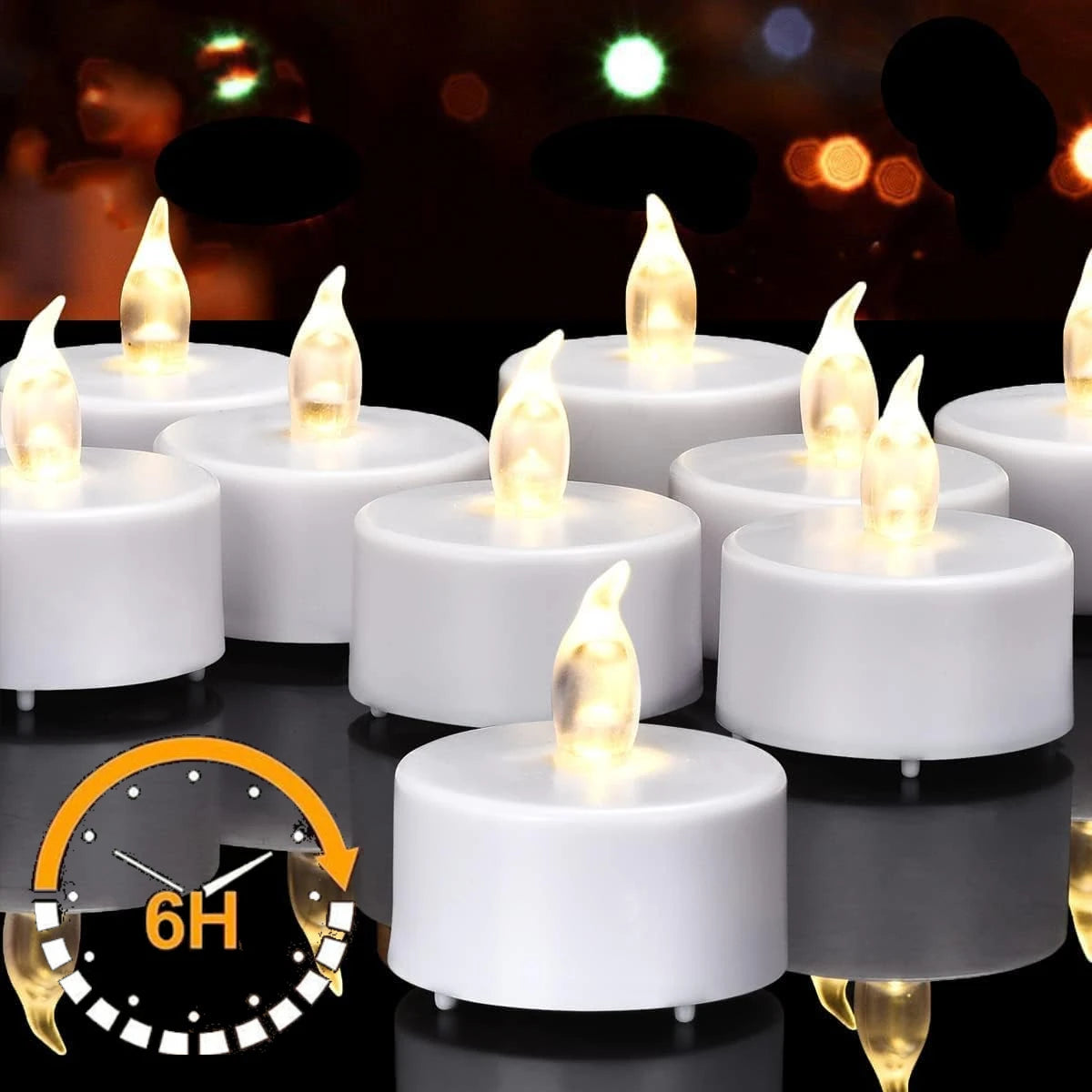 Flameless LED Tea Light Candles Set of 12 with Timer