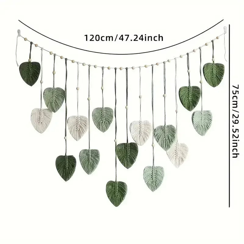 Boho Macrame Tapestry Leaf Feather Wall Hanging