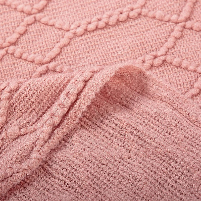 Nordic Knitted Throw Blanket with Tassels | Boho Home Decor