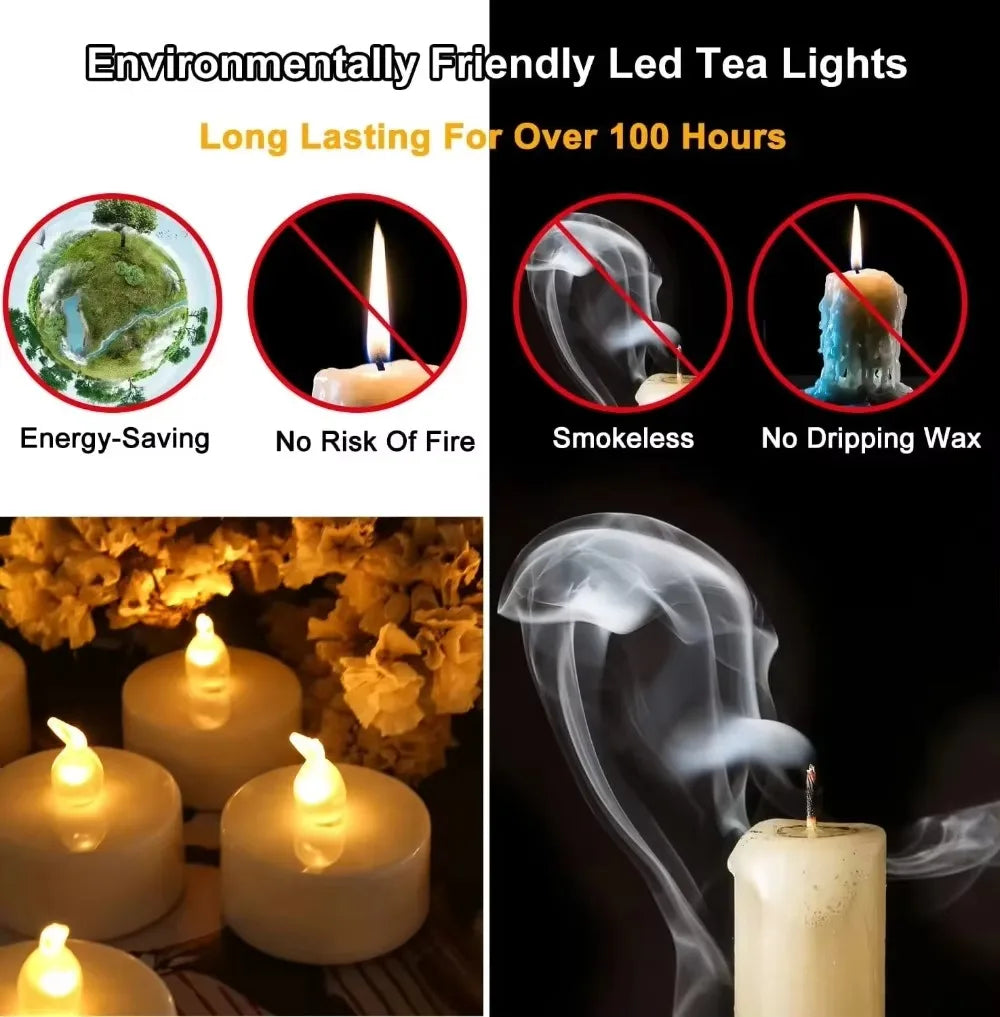 Flameless LED Tea Light Candles Set of 12 with Timer
