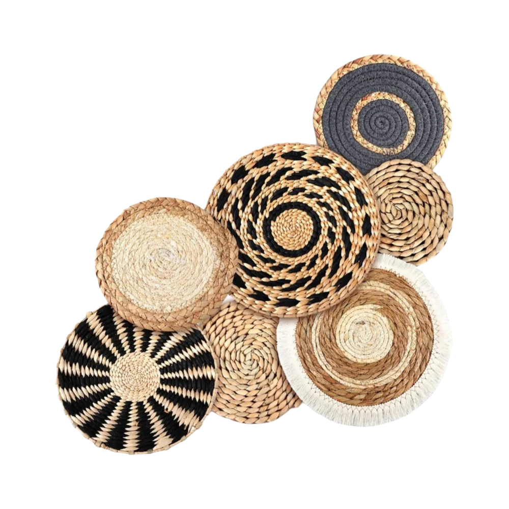7-Piece Boho Wall Basket set Handwoven Seagrass Rattan Decor