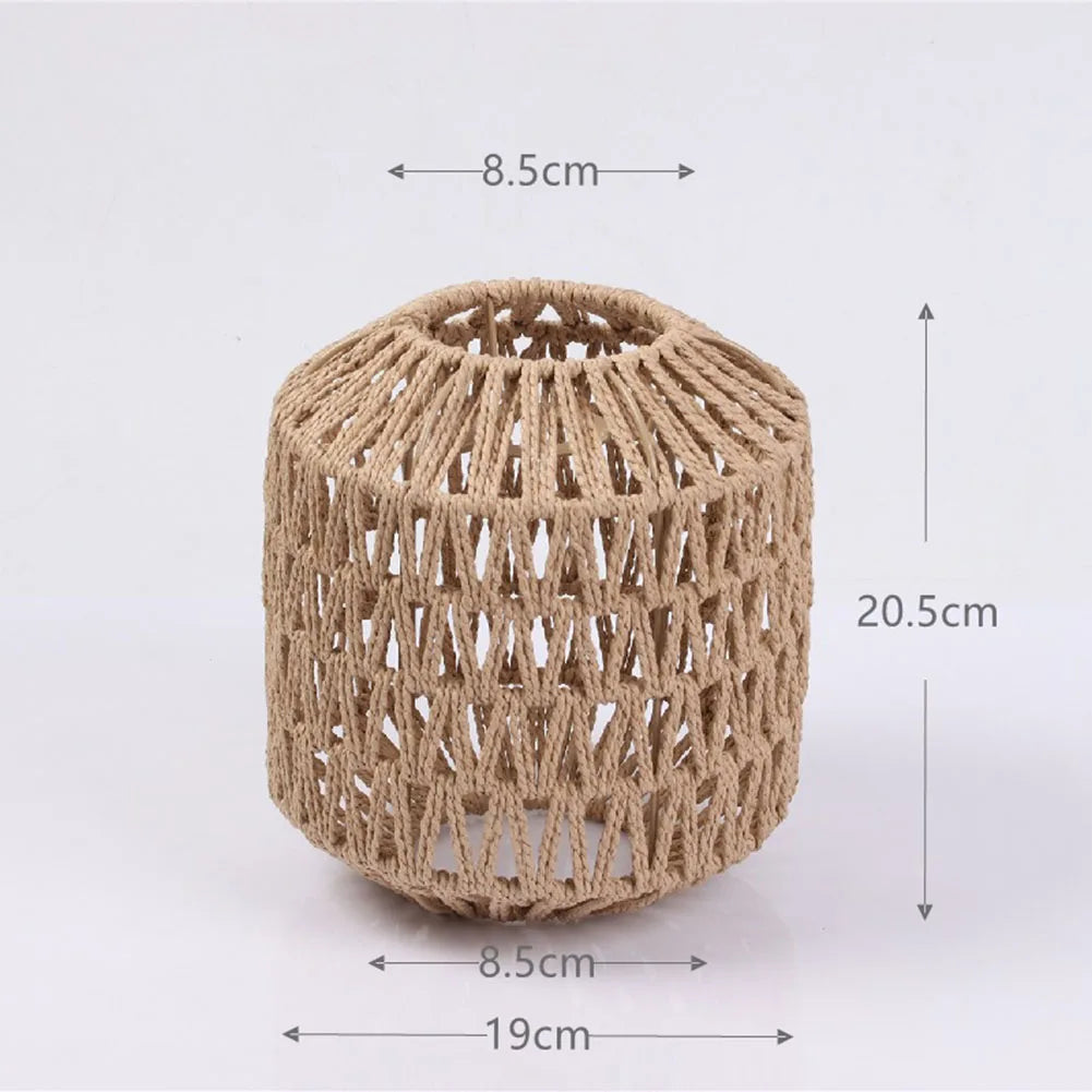 Boho Rattan Pendant Lamp Shade – Handwoven Wicker Ceiling Light Cover for Living Room Bedroom