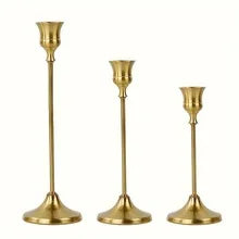 Set of 3 Vintage Elegant Metal and Aluminum Tabletop Candle Holders, Suitable for Wedding Anniversary, Home and Hotel Decoration