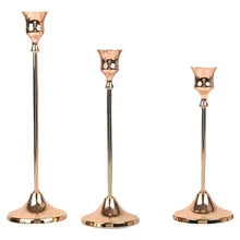Set of 3 Vintage Elegant Metal and Aluminum Tabletop Candle Holders, Suitable for Wedding Anniversary, Home and Hotel Decoration