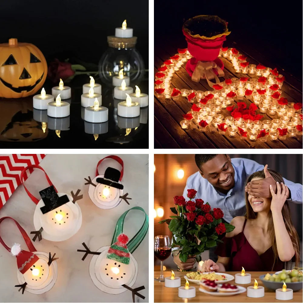 Flameless LED Tea Light Candles Set of 12 with Timer